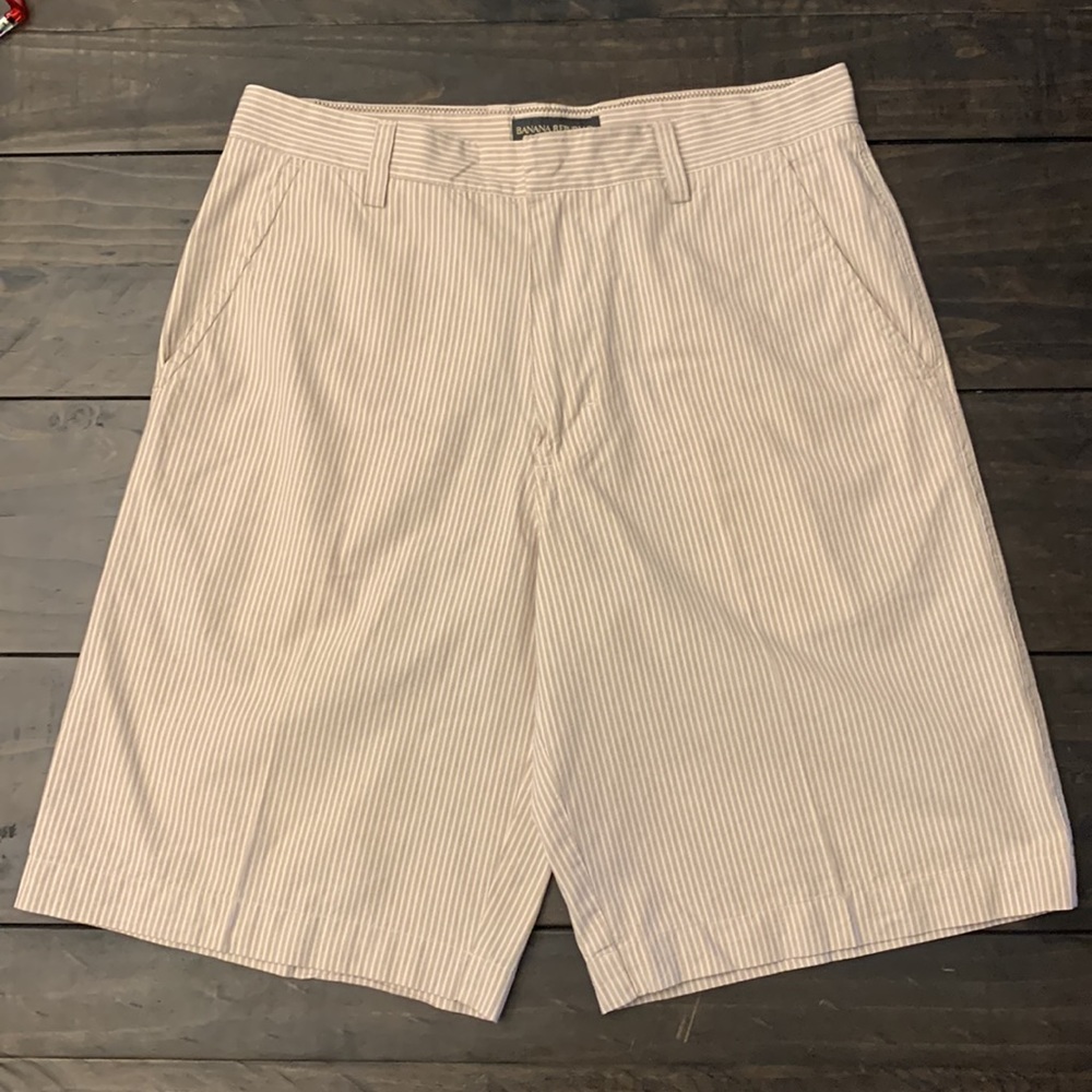 Banana Republic flat front striped shorts
